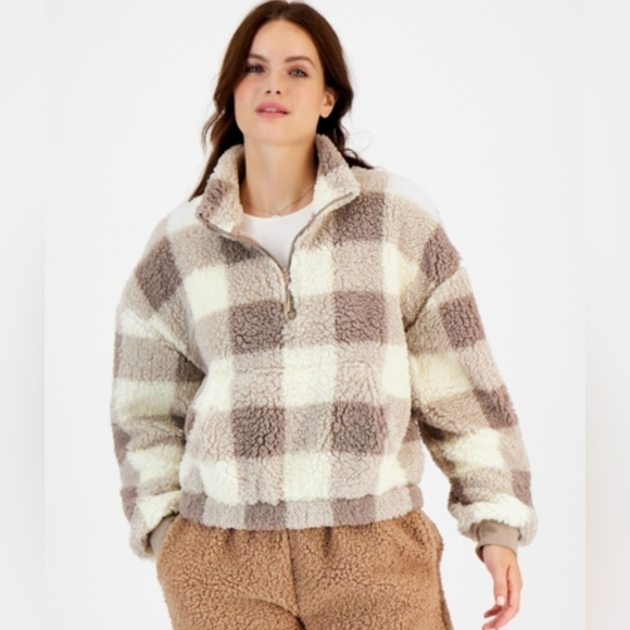 Hippie Rose Sherpa Quarter-Zip Long-Sleeve Top - Picture 1 of 15